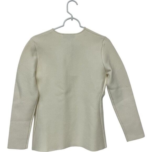 Zara Womens Sweater Size M Ivory Smooth Knit Cardigan Vneck Casual 4192/005 NWT - Picture 3 of 13